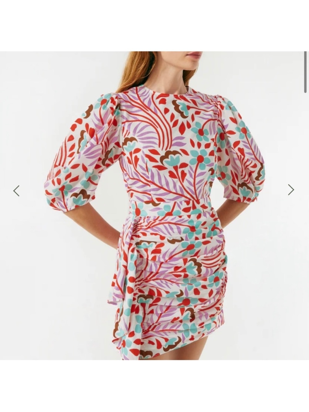 RHODE Pia Mini Dress Lago Vine Pink Red Floral 4 NWOT